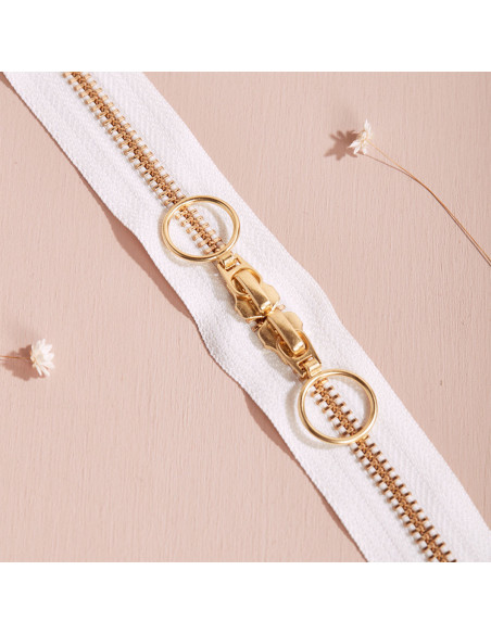 Fermeture double curseur Gold et Off White 40 cm - Atelier Brunette