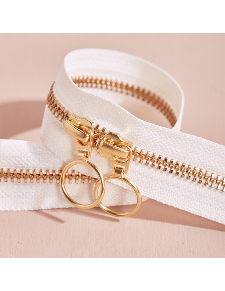 Fermeture double curseur Gold et Off White 40 cm - Atelier Brunette