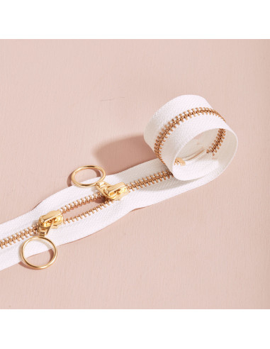 Fermeture double curseur Gold et Off White 40 cm - Atelier Brunette