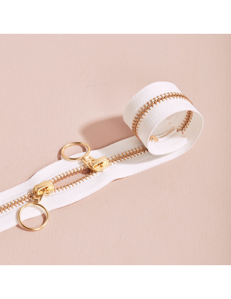 Fermeture double curseur Gold et Off White 40 cm - Atelier Brunette