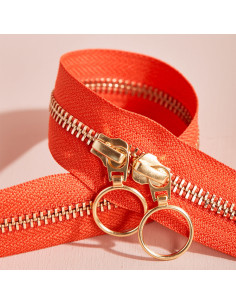 Fermeture double curseur Gold et Tangerine 40 cm - Atelier Brunette 2