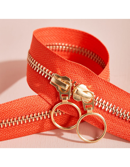 Fermeture double curseur Gold et Tangerine 40 cm - Atelier Brunette