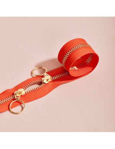 Fermeture double curseur Gold et Tangerine 40 cm - Atelier Brunette