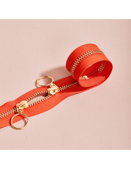 Fermeture double curseur Gold et Tangerine 40 cm - Atelier Brunette