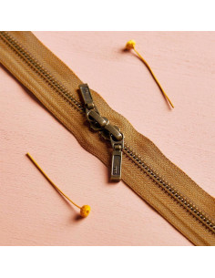 Fermeture double curseur Laiton et Ochre 40 cm - Atelier Brunette