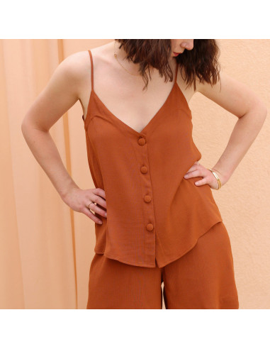Tissu crêpe Marocain de viscose Cannelle - La Maison Naïve