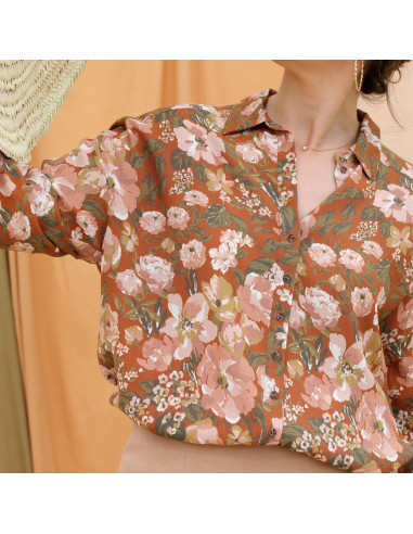 Tissu crêpe Marocain de viscose Jardin Cannelle - La Maison Naïve