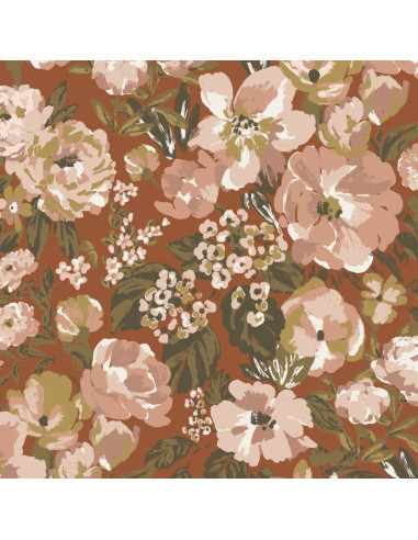 Tissu crêpe Marocain de viscose Jardin Cannelle - La Maison Naïve