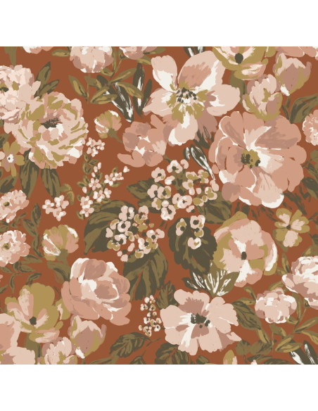 Tissu crêpe Marocain de viscose Jardin Cannelle - La Maison Naïve