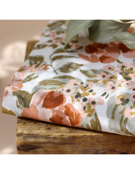 Tissu crêpe Marocain de viscose Jardin Blanc cassé - La Maison Naïve