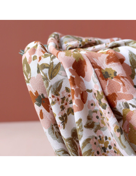 Tissu crêpe Marocain de viscose Jardin Blanc cassé - La Maison Naïve