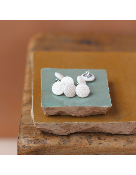 Bouton recouvert sur pied 10 mm - Blanc cassé