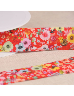 Biais fleurs - Rouge