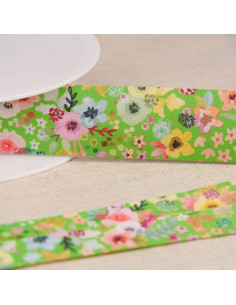 Biais fleurs - Vert foncé