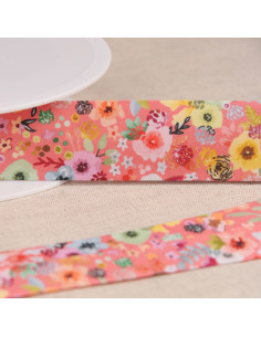 Biais fleurs - Saumon
