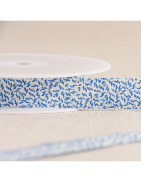 Biais feuillage - Bleu roy