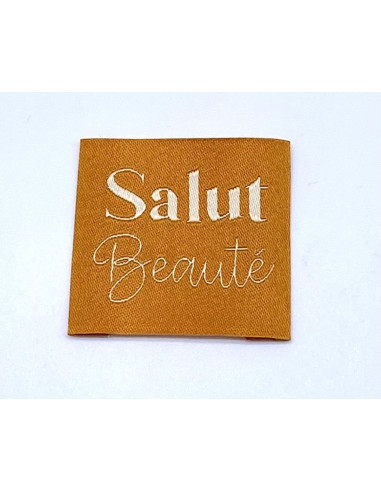 Lot de 5 étiquettes tissées à coudre Salut Beauté - Safran