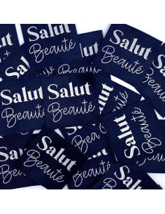 Lot de 5 étiquettes tissées à coudre Salut Beauté - Marine