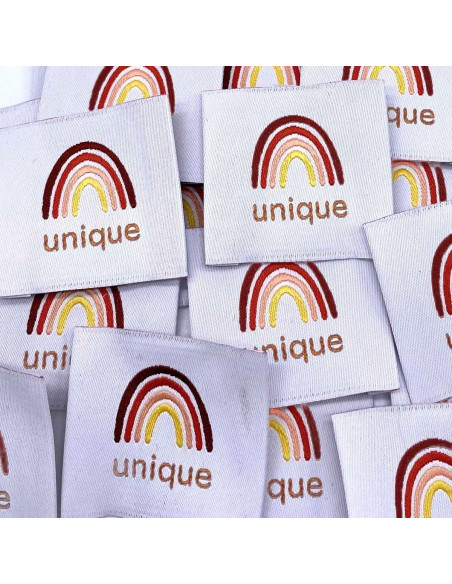Lot de 5 étiquettes tissées à coudre Unique - Rouge
