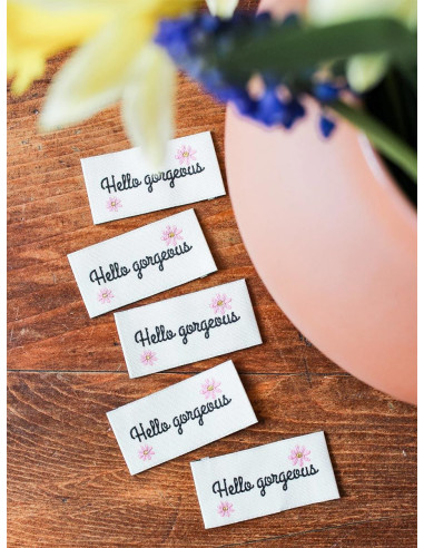 Lot de 5 étiquettes à coudre - Hello gorgeous