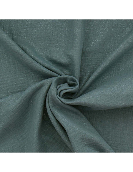 Tissu double gaze de coton irisé - Gris bleu