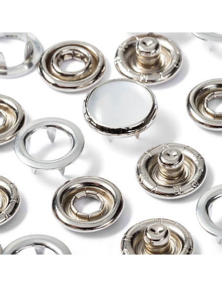 Boite de 6 boutons pression jersey Nacré avec outil 12 mm