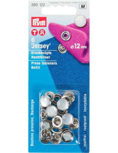 Recharge de 6 boutons pression jersey 12 mm Nacré