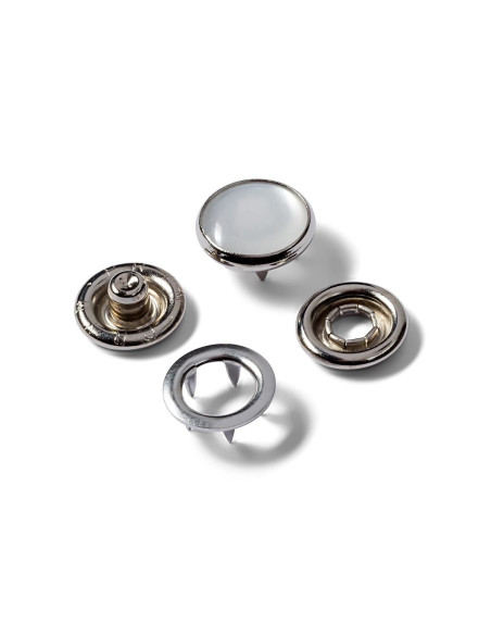 Recharge de 6 boutons pression jersey 12 mm Nacré