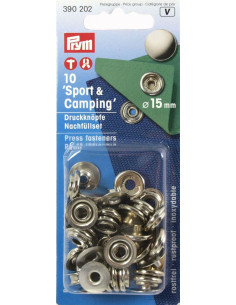 Recharge de 10 boutons pression sport camping Nickel