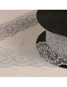 Tulle brodé entre deux - Gris moyen