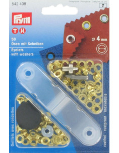 Boite 50 oeillets 4 mm avec outil de pose - Or