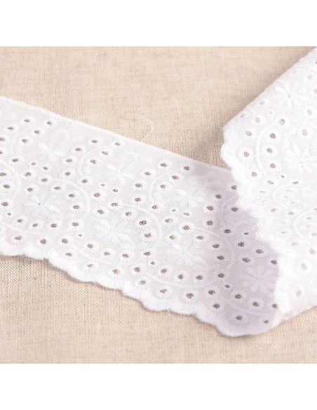 Broderie Anglaise fleurs Noémie - Blanc