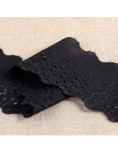 Broderie Anglaise fleurs festonnée Lily - Noir