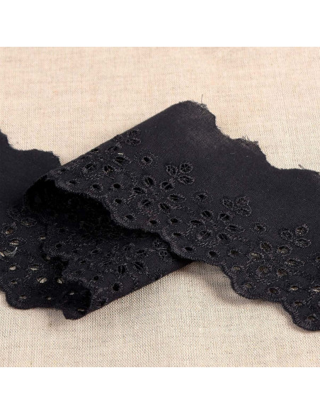 Broderie Anglaise fleurs festonnée Lily - Noir