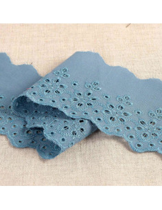 Broderie Anglaise fleurs festonnée Lily - Bleu lavande