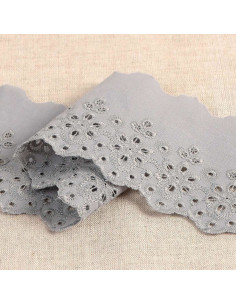 Broderie Anglaise fleurs festonnée Lily - Gris moyen