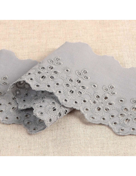 Broderie Anglaise fleurs festonnée Lily - Gris moyen