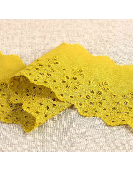 Broderie Anglaise fleurs festonnée Lily - Vert anis
