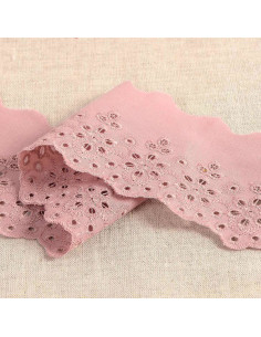 Broderie Anglaise fleurs festonnée Lily - Vieux rose