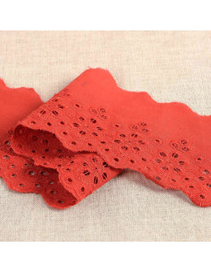 Broderie Anglaise fleurs festonnée Lily - Rouge