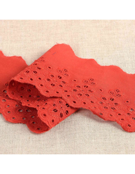 Broderie Anglaise fleurs festonnée Lily - Rouge