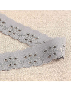 Broderie Anglaise fleurs festonnée Inaya - Gris
