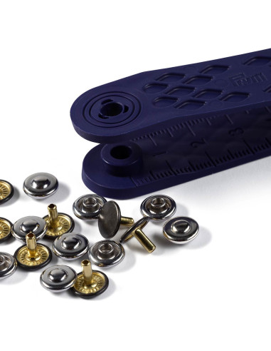 Boite de 24 rivets 9 mm avec outil - Argent et Noir