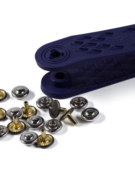 Boite de 24 rivets 9 mm avec outil - Argent et Noir