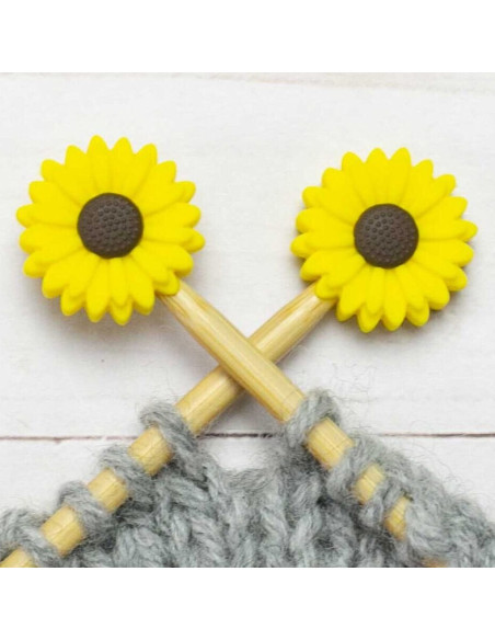 Bouchons stoppeurs de mailles pour aiguilles à tricoter - Tournesol