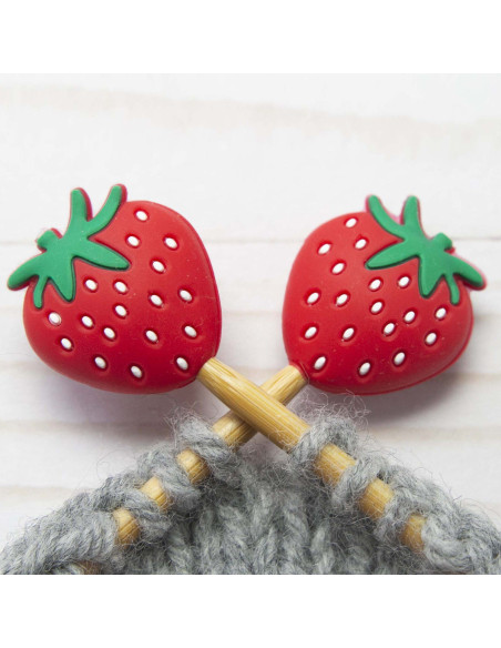 Bouchons stoppeurs de mailles pour aiguilles à tricoter - Fraises
