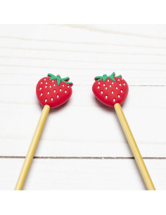 Bouchons stoppeurs de mailles pour aiguilles à tricoter - Fraises 2