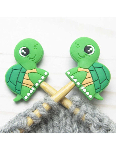 Bouchons stoppeurs de mailles pour aiguilles à tricoter - Tortue