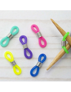 Set de 6 liens multicolores stoppeurs de mailles pour aiguilles à tricoter
