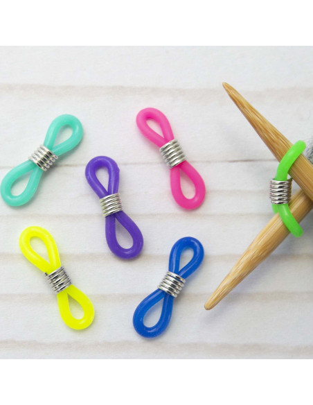 Set de 6 liens multicolores stoppeurs de mailles pour aiguilles à tricoter